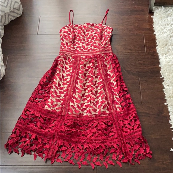 Boohoo Red Corded Lace Skater Dress - Picture 5 of 8